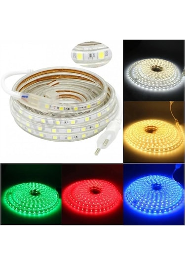 220 Volt Hortum Led Beyaz Işık 10 Metre Şerit Led 220v Led Aydınlatma + Fiş 10m