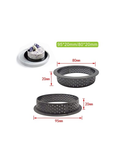 10 Adet Delikli Tart Halkası, Delikli Mus Kek Yuvarlak Kalıp Pişirme Aletleri, Delikli Yeniden Kullanılabilir Yuvarlak Plastik Pişirme Aksesuarları - Siyah Diğer