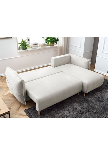 Puffy Sandıklı Köşe Koltuk Krem Sağ Köşe Krem