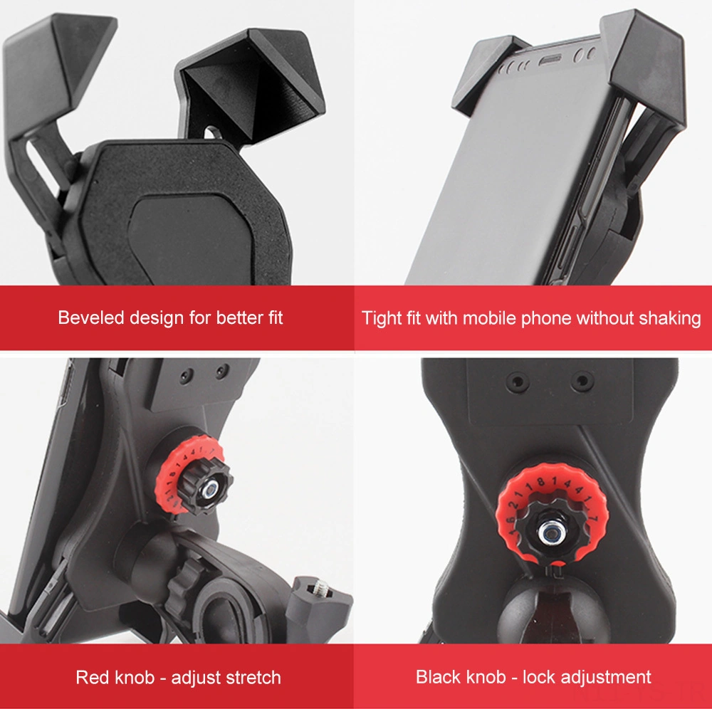 Yunboo Bisiklet Telefon Tutucu, Elektrikli Araçlar İçin Dayanıklı Abs Malzeme, Dört Tırnaklı Koruma, Navigasyon Ve Şarj Kolaylığı Sağlar Siyah