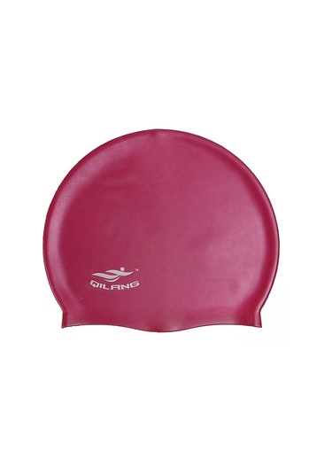 Yetişkin Düz Renk Su Geçirmez Silikon Yüzme Şapkası Şarap Kırmızısı Kırmızı