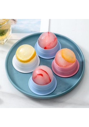 3 Adet Silikon Yuvarlak Buz Küpü Kalıpları Kapaklı Kolay Çıkarılabilir Küre Buz Makinesi Viski Kokteylleri Burbon İçecekler İçin Yavaş Eriyen Küresel Buz Makineleri Çok Renkli