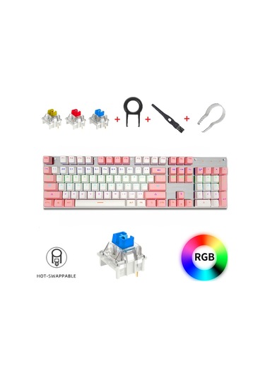 K660 Türkçe Mekanik Oyun Klavyesi, Mavi Switch-rainbow Rgb Aydınlatmalı Hot-swap