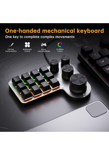 Programlanabilir Makro Klavye 12 Tuşlu 4 Düğmeli Oyun Tuş Takımı Usb Kablolu + Bt Çift Mod Çok Amaçlı Kısayol Özel Tuş Takımı Pc Masaüstü İçin