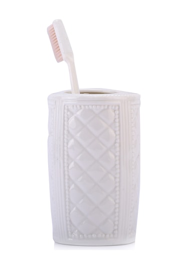 SERAMİK DİŞ FIRÇALIK BAKLAVA DESENLİ 6X6X11CM Diğer