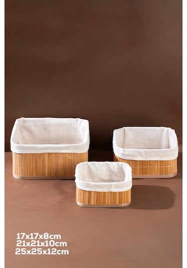 Posima 2083 Kare 3lü Pinterest Sepet Bambu Sepet Seti Dekoratif Banyo Mutfak Düzenleyici Organizeri Diğer