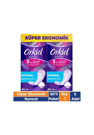 Orkid Günlük Koruma Ped Normal Süper Ekonomik Paket 5 x 80'li
