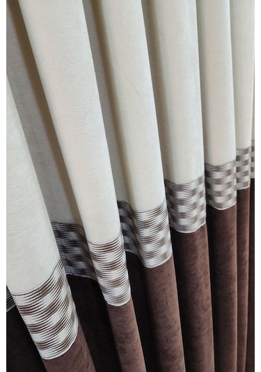 Pera Pano Fon Perde Krem Kahverengi Renk Kahve Rengi