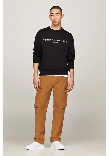 Erkek Logo Nakışlı V Yaka Sweatshirt - Siyah Triple Black