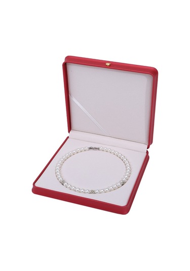 Soulader Şık Ve Kapaklı Mücevher Kutusu, Taç Desenli Inci Kolye Ve Zincir Saklama Kutusu, Pu Malzemeden Üretilmiş Özel Bel Takı Ve Kolye Kutusu Kırmızı