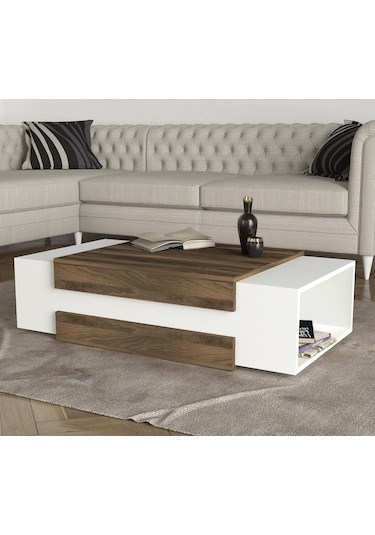 Dekorister Nora Orta Sehpa Beyaz-Ceviz