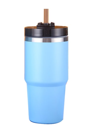 Yaleker 304 Paslanmaz Çelik Isı Saklama Bardak, 20oz, 6-12 Saat Sıcak/soğuk Tutar, Pipetli Kapağıyla, Araç/seyahat/univeriste İçin Mavi