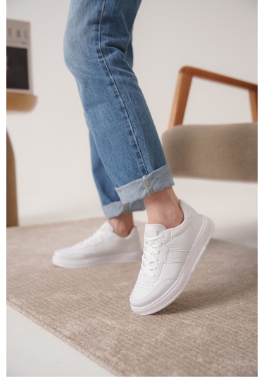 Daxors D163 Günlük Ortopedik Kadın Sneaker Spor Ayakkabı Beyaz
