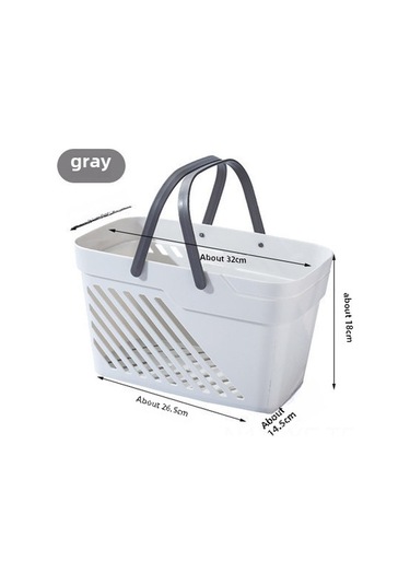 Yifomall Büyük Kapasiteli Plastik Banyo Depolama Sepeti - Yüksek Kalın Kenarlar, Su Çıkarma Delikleri, Taşınabilir Kollü Ev Fişekleri Düzenleyici Gri Büyük Boy Diğer