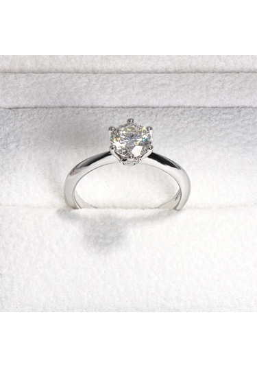 Yeşil Bague Ringen 1.0 Karat D Renk Mozanit Alyans Kadınlar Için En Kaliteli 18 K Beyaz Altın Renk 925 Ayar Gümüş Takı