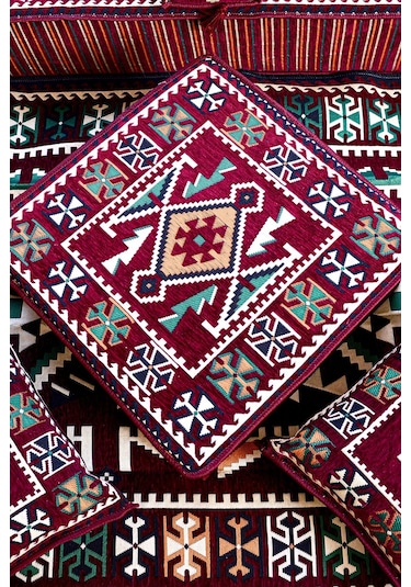 Şark Köşesi Takımı Bordo Anadolu Modeli 18 Parça 20 Cm Minder Kalınlığı Bordo