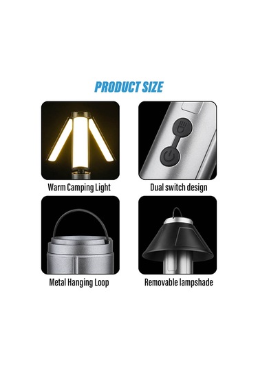 Çok İşlevli Led Açık Kamp Feneri, Cmping Işık/el Feneri Gri