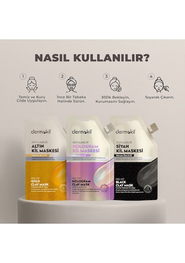 Dermokil Soyulabilir Siyah Kil Maske 50 Ml X 3 Adet