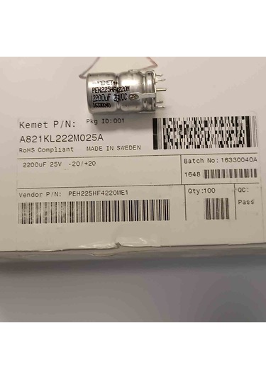 Peh225hf4220me1 2200mf 25v Radiyal Kemet Kondansatör
