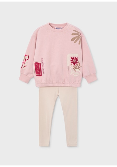 Mayoral 4726-53 Kız Çocuk Ekru-pembe Taytlı Takım Ekru - Pembe