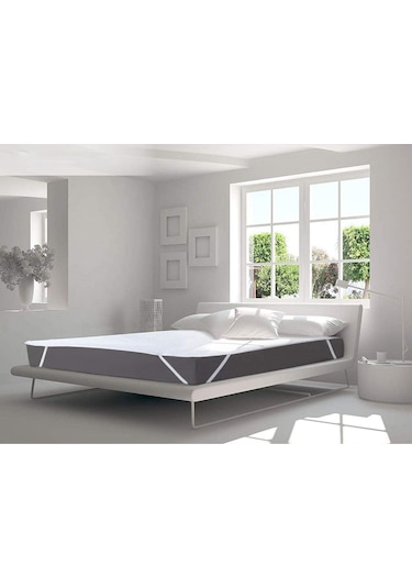 Dört Mevsim Lastikli Sıvı Geçirmez Yatak Koruyucu Alez Çift Kişi Beyaz