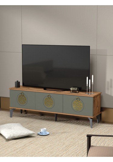 Tv Sehpası Ünitesi 2'li Orta Sehpa 3'lü Zigon Sehpa Set Üç Ürün Traverten Çok Renkli