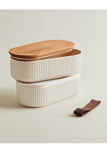 Madame Coco Magou Ahşap Kapaklı Saklama Kabı 1000 ML 2'li