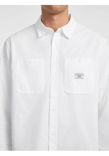 Guess Erkek Beyaz Uzun Kollu Cep Gömlek Beyaz