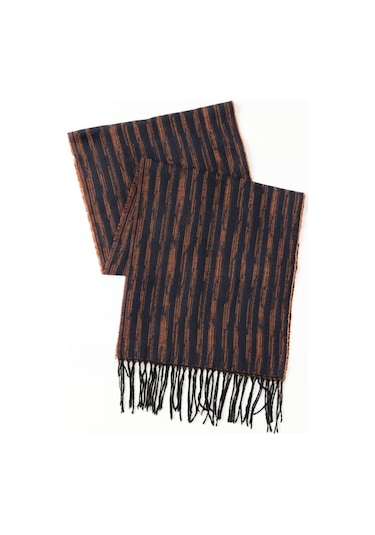 Ac&Co / Altınyıldız Classics Erkek Lacivert - Turuncu Desenli Atkı Lacivert - Turuncu