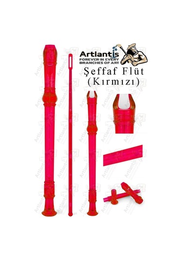 Şeffaf Flüt Blok 1 Adet Renkli Blok Fülüt Şeffaf Abs Plastik 3 Parça Kaliteli Net Ve Yüksek Ses Kalitesi Fülüt Kırmızı