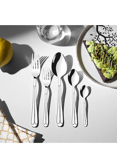 Nehir Saray Sade 6 Kişilik 30 Parça Çatal Kaşık Takımı Gümüş