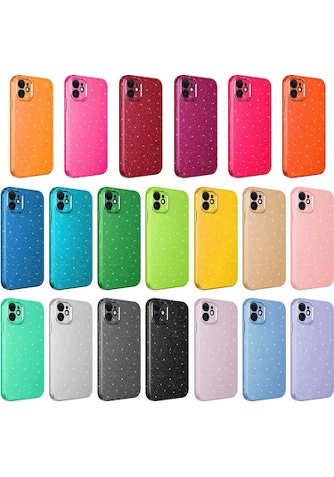 İphone 12 Uyumlu Kamera Korumalı Simli Lüks Tchs Koton Kılıf-lila Lila