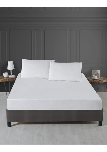 Alez Pamuklu Fitted Yatak Koruyucu 100 200 Cm Beyaz