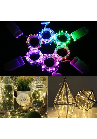 Yifomall 2 Metre Yeşil Led Teli Işık Zinciri, Taşınabilir, 20 Ledli, Pil Gerektirir Pil Dahil Değil Yeşil