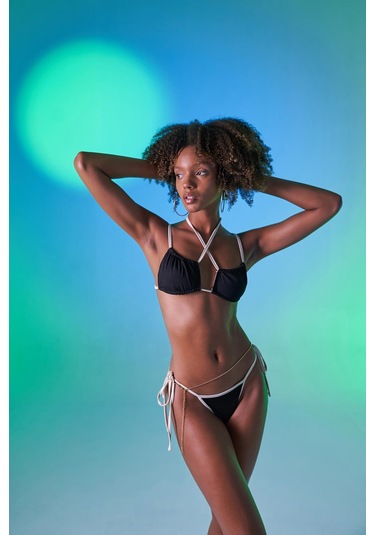 Holly Lolly Kontrast Biyeli Emma Bikini Üstü Siyah