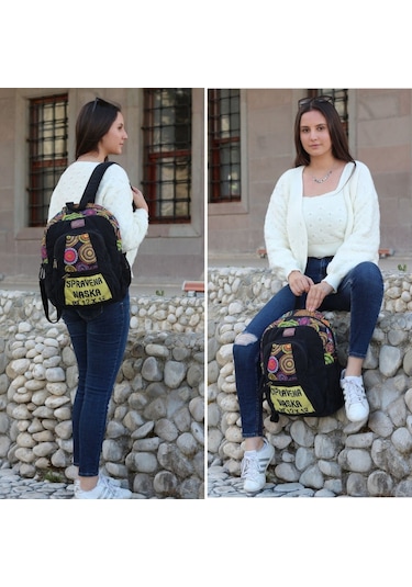 Old Cotton Cargo Elton 13'' İnç Laptop Sırt Okul Çantası-Siyah
