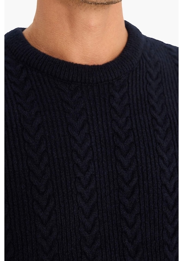 DeFacto Standart Fit Bisiklet Yaka Triko Kazak E1007AX24WNNV64