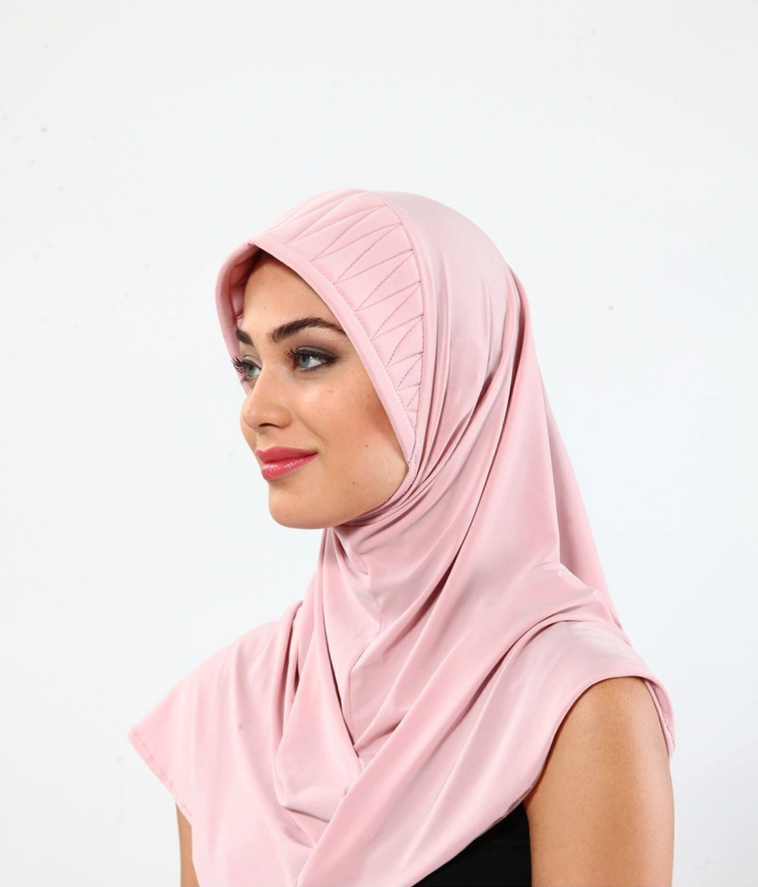 Çapraz Takmatik Pudra Hazır Türban Tesettür Havuz Bonesi Pudra