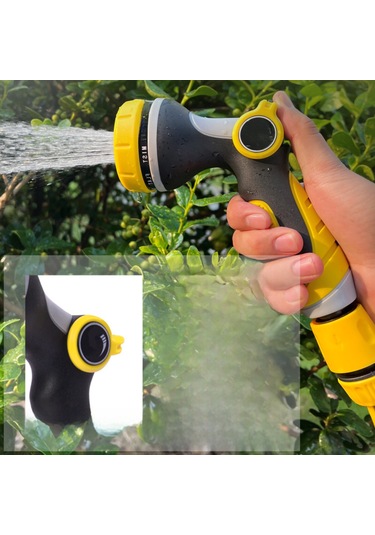 Moveevo Huabangshi Hbs-8422 10 Fonksiyonlu Basınçlı Yıkama/sulama Sprey Seti 4'lü , Abs+tpr Kaplama, Büyük Su Akışı Ve Mesafe, Otomatik Akış Modu Ayarı