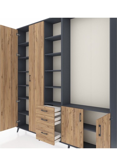 Arges Dolap 13 Raflı 3 Çekmeceli 4 Kapaklı 220x30x243 Antrasit-çam/çam Atlas Çam/atlas Çam Arges Dolap 13 Raflı 3 Çekmeceli 4 Kapaklı 220x30x243 Antrasit-çam/çam Atlas Çam/atlas Çam