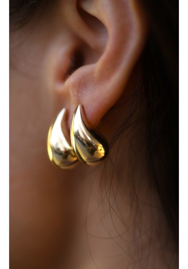 Yenigün Kuyumculuk 14 Ayar Altın Gözyaşı Damlası Vidalı Küpe 6026