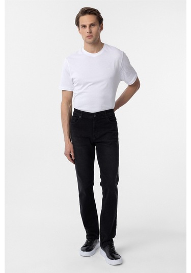 Siyah Regular Denim Pantolon-35075 Siyah