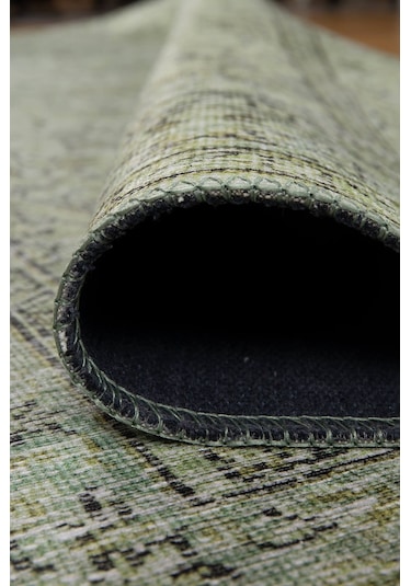 Folk Eskitme Desenli Dokuma Taban Dekoratif Yeşil Halı Ba 27