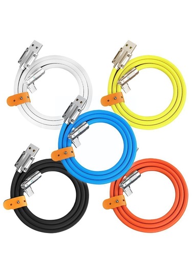 120 W 6a Süper Hızlı Şarj Sıvı Silikon Kablo Tip-c 180 Derece Döner Şarj Veri Kablosu Xiaomi Huawei Samsung Uyumlu 1 M Veri