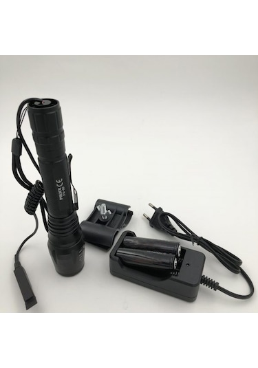 Police Ps-90 Cree T6 Led Avcılara Özel Şarjlı El Feneri Siyah