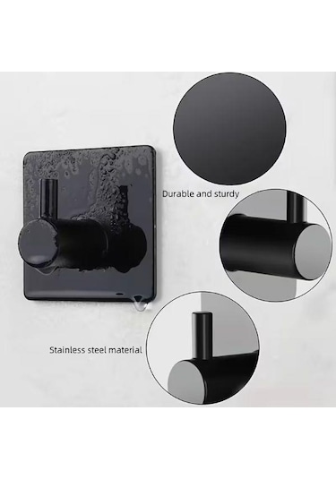 Marelli Fixo Black Siyah Yapışkanlı Paslanmaz Askı Diğer