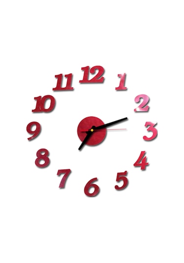 Jeehugo Kırmızı Desenli Rakamlı Akrilik Duvar Saati - 40cm Dıy Montajlı, Aa Karbon Pil İle Çalışır Pil Dahil Değil Kırmızı