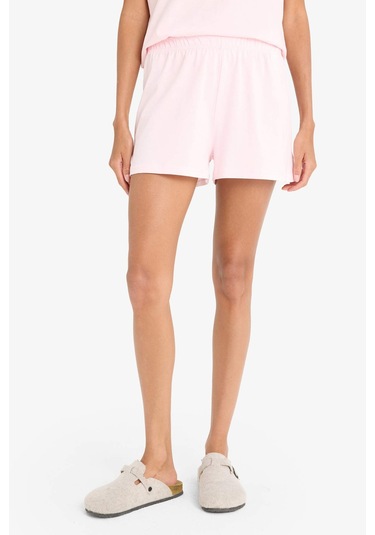 Defacto Pijama Takımı Kısa Kollu Üst Esnek Belli Şort-fall İn Love F4678ax25smpn648 Pembe