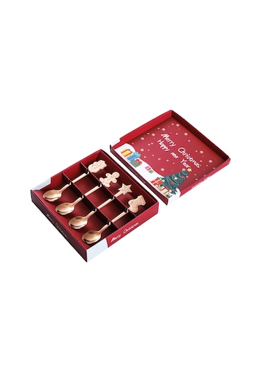 Aubyhe Noel Temalı 304 Paslanmaz Çelik Kahve Kaşığı, Ev/ofis/kafe Kullanıma Uygun, Hediye Paketli, Yıkama Makinesine Uygun, Ayna Parlaklığı Diğer