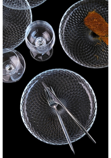 Tabak Evi Aden Cam Pasta Tabağı 19cm Sade 6 Lı 2339 Şeffaf